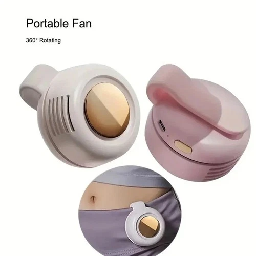 Portable Silent Mini Bladeless Fan Clip On Waist & Neck, Rechargeable 3 Speeds